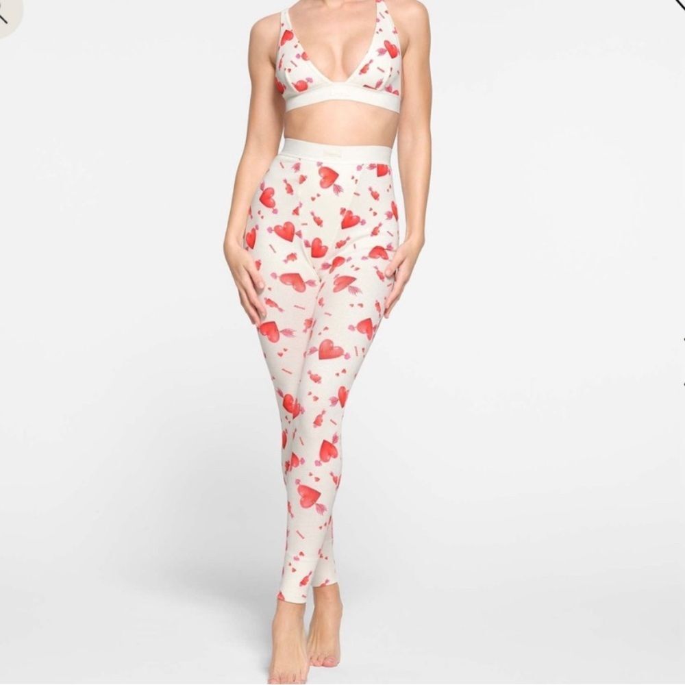 Skims Cotton Rib Legging in Marble Heart n Arrow Print Size Small High Waist NWT